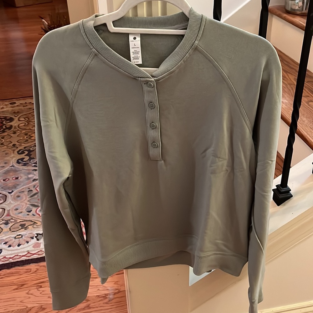 Yogalicious by Reflex Terry Henley Cropped Crew Sweatshirt / NWT / Size Large - Picture 8 of 9